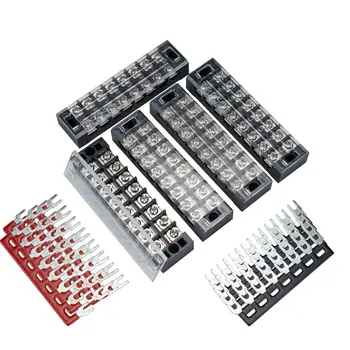 

5PCS Set Dual Row Screw Barrier Terminal Block Strip Wiring Board 25A 8 connector Screw Terminal Blocks W