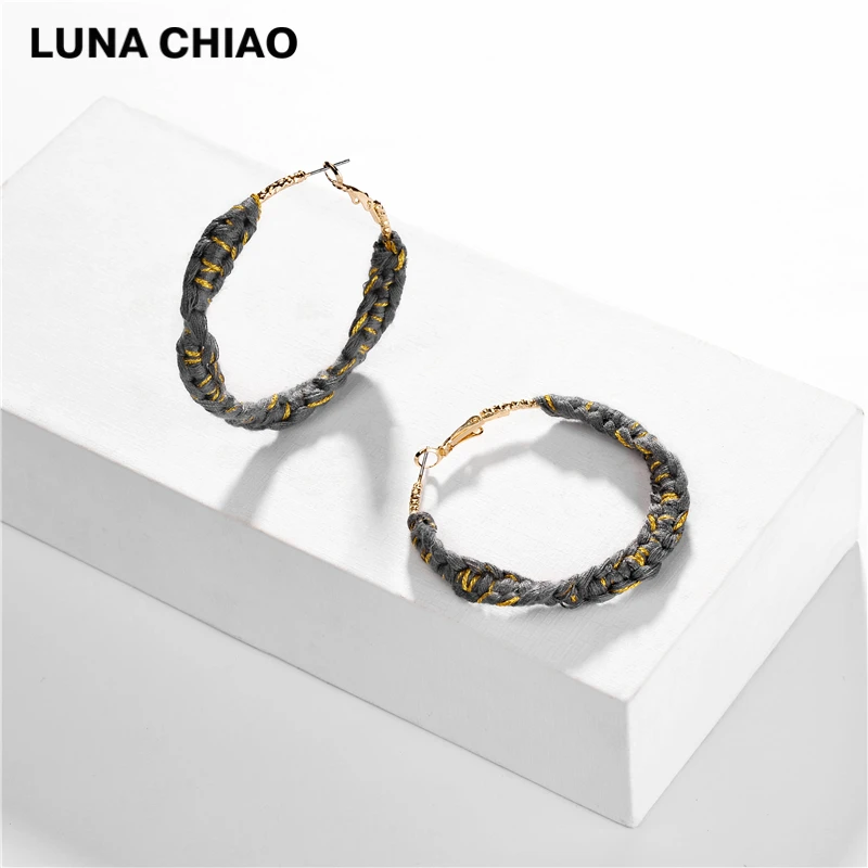 LUNA CHIAO, модные ювелирные изделия, Осень-зима, бохо, плетеные большие серьги-кольца для женщин