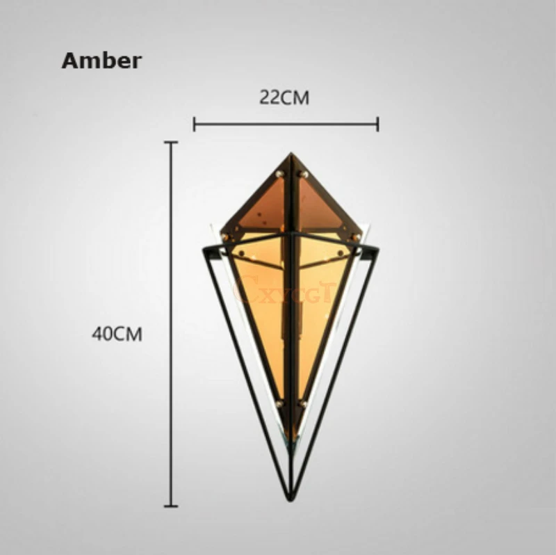 Amber Скандинавский Янтарный дымчатый серый железный стеклянный дизайнерский светодиодный светильник настенный светильник Настенный светильник бра для магазина фойе спальни - Цвет абажура: Amber
