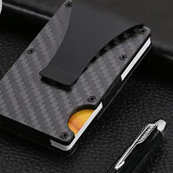 

Carbon Fiber Anti-RFID Card Wallet Metal Anti-Theft Card Box for Credit Card Network Card Electronic ID Card (Black)