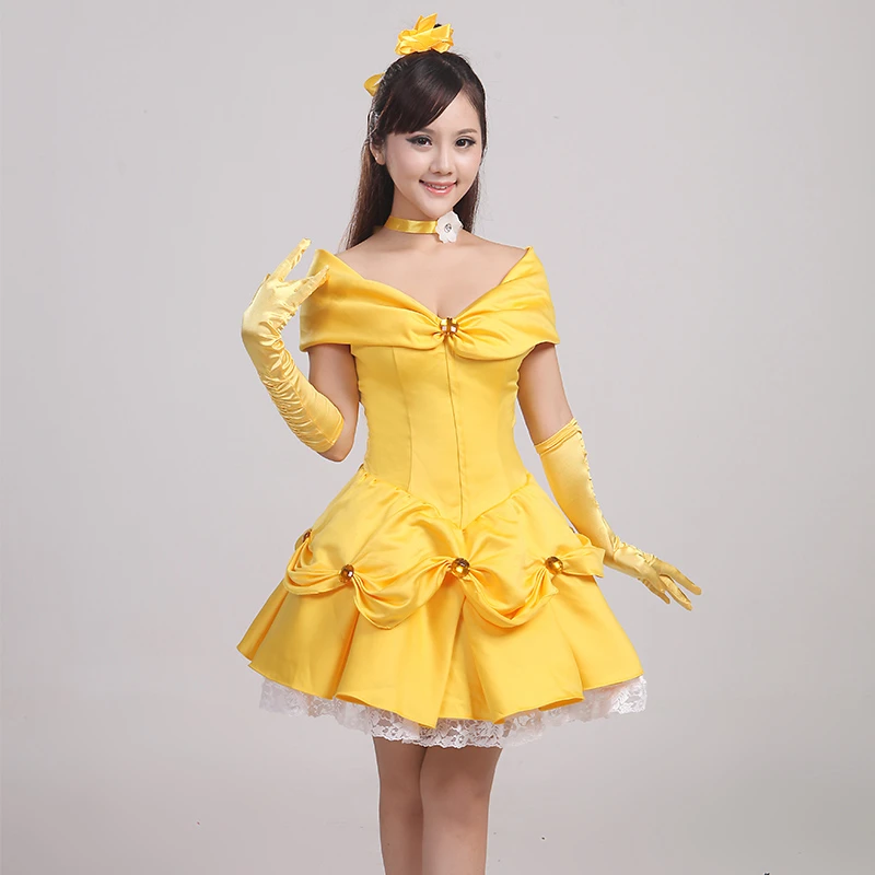 Custom Made Beauty And The Beast Cosplay Costumes Princess Belle Yellow Dress Halloween Party Wedding Bride For Women Girls Belle Yellow Dress Cosplay Costumeprincess Belle Aliexpress