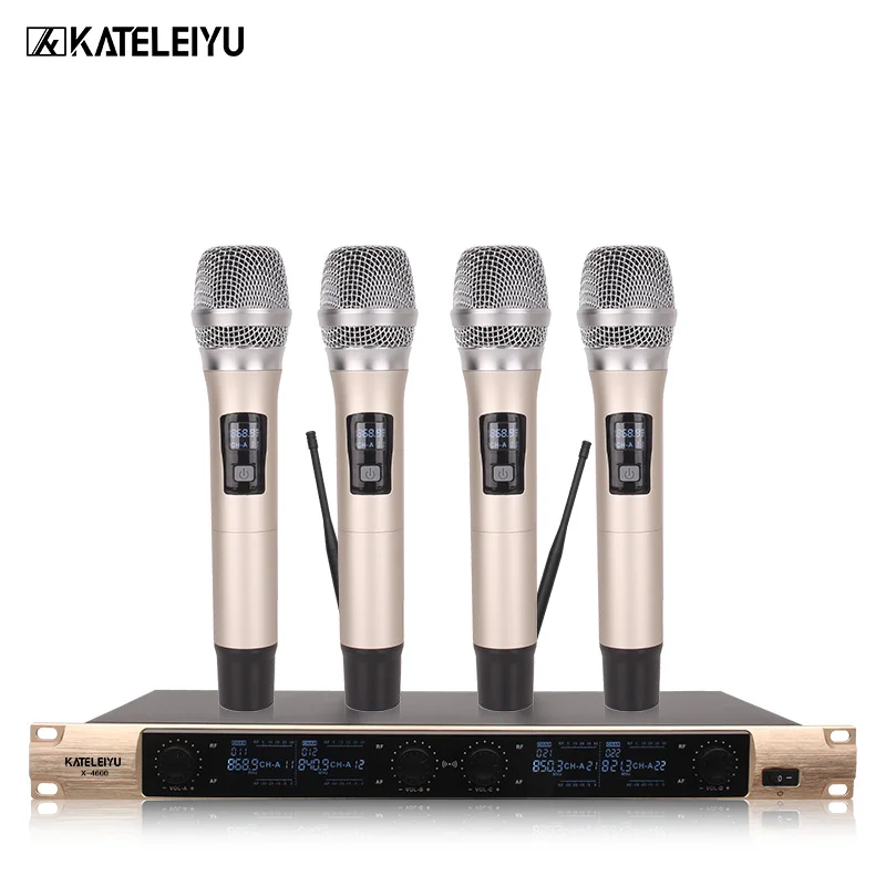 Профессиональный беспроводной микрофон VHF 4 канальный ручной с отворотом X