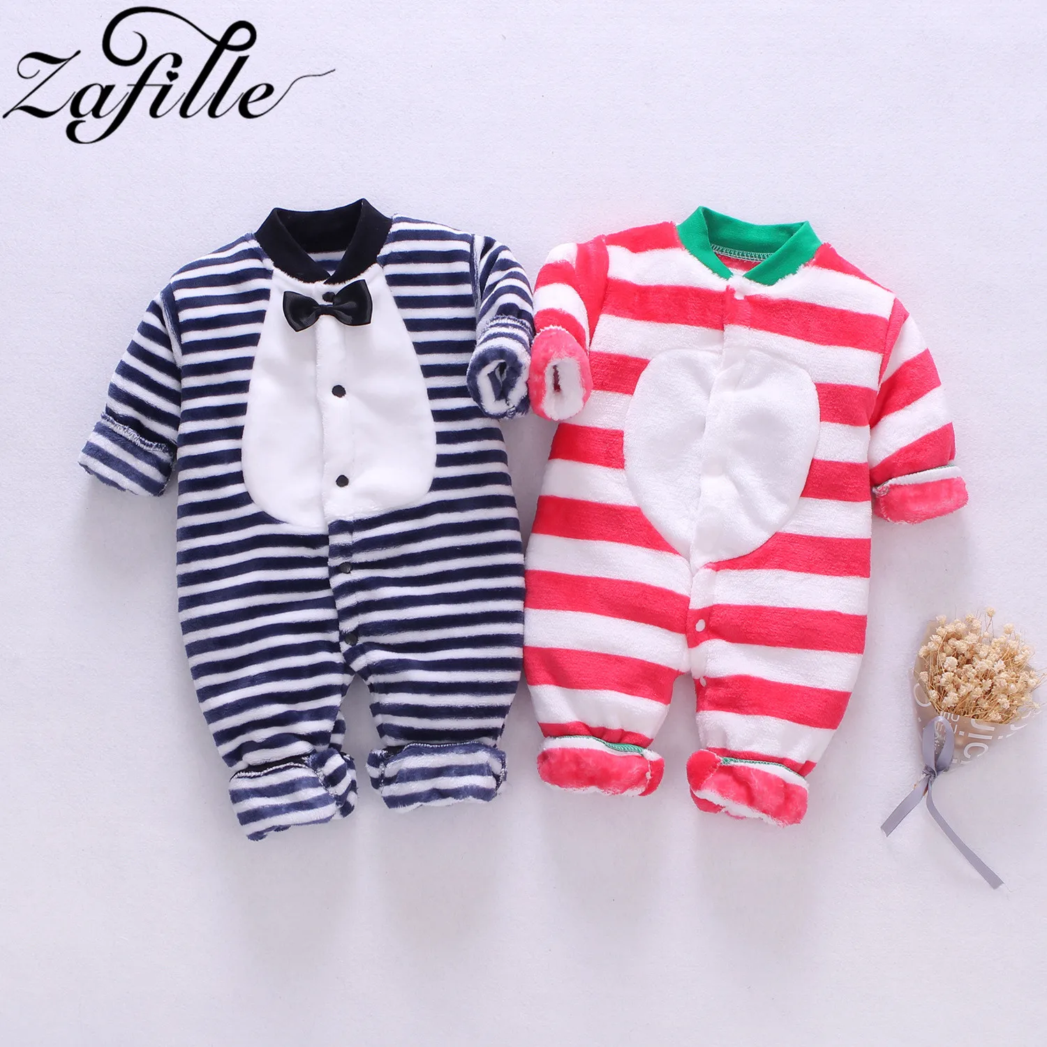 ZAFILLE Plush Baby Clothes Winter Overalls For Kids Newborns 0-18M Flannel Baby's Romper Boys Girls Jumppsuit Toddler Pajamas Baby Bodysuits medium