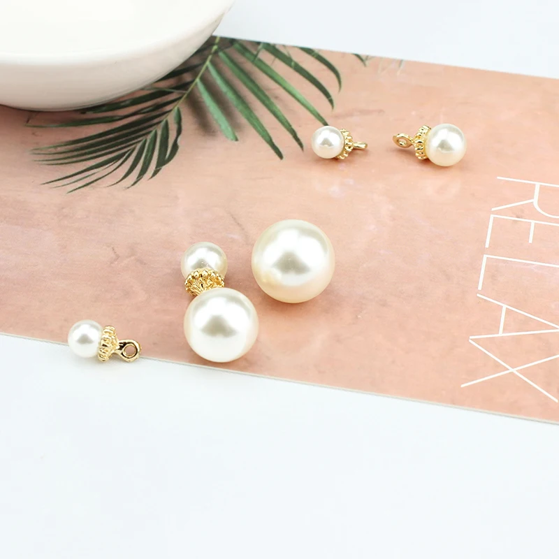 

6pcs white imitation pearl beads half hole round bead diy vintage simulated pearl pendant necklace for women chain jewelry