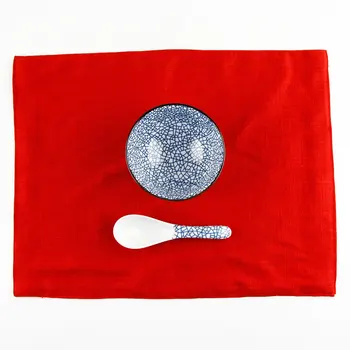 

Top Grade Japanese Style Placemat Red Slub Cotton Flax Napkin Insulation Mat Bookstore Cafe Tea Decoration