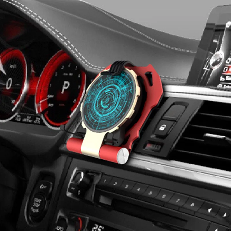 

Creative New Style Desktop Air Outlet Dual Purpose Car Mounted Vertical Type Foldable Wireless Charger Marvel Iron Man Charger