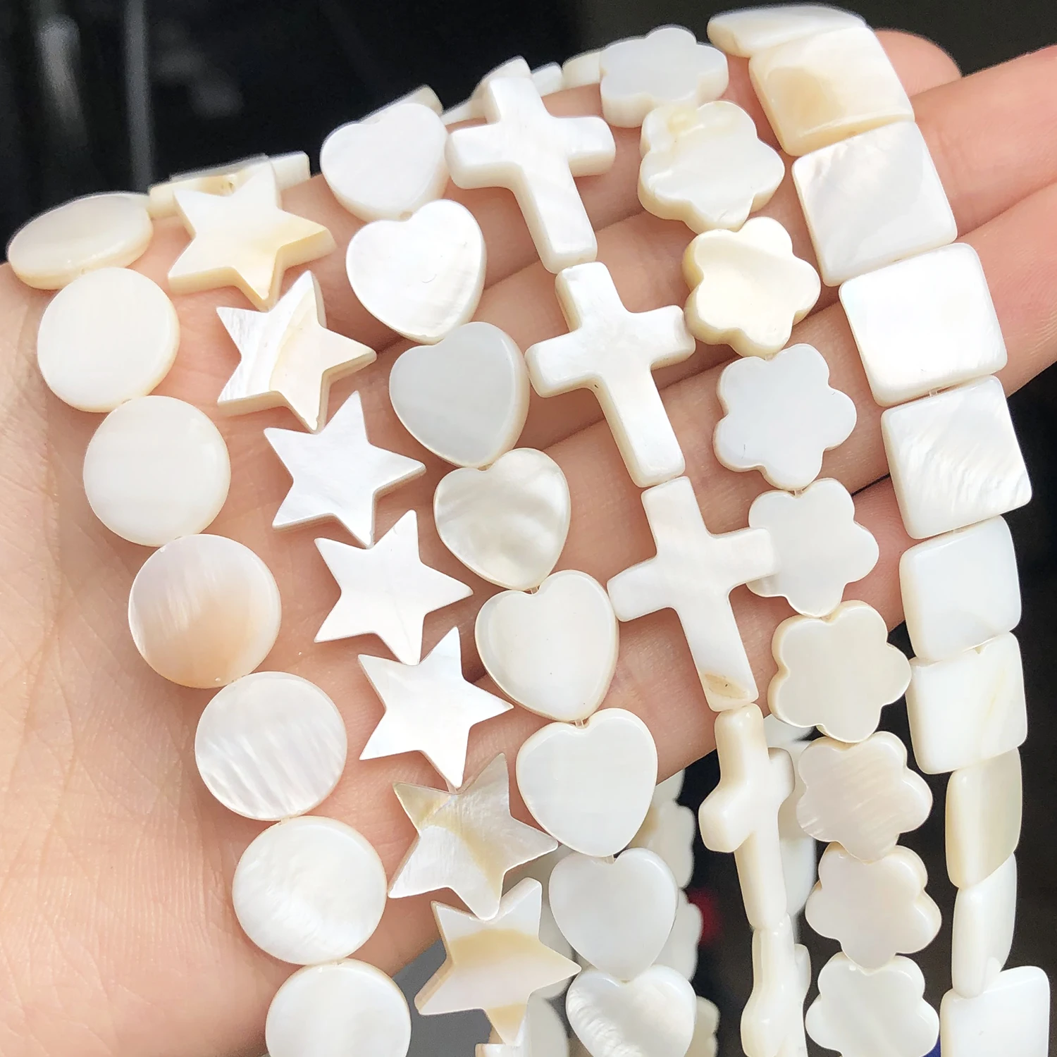 Natural White Freshwater Shell Beads Beads Heart Cross Star Round Mother Of  Pearl Loose Beads for Jewelry Making DIY Bracelet