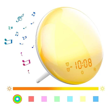 

Wifi Smart Wake Up Light Alarm Clock Radio Alexa Voice Colorful Color Change Sleep Aid Led Light With Sunrise Sunset Alarm Clock