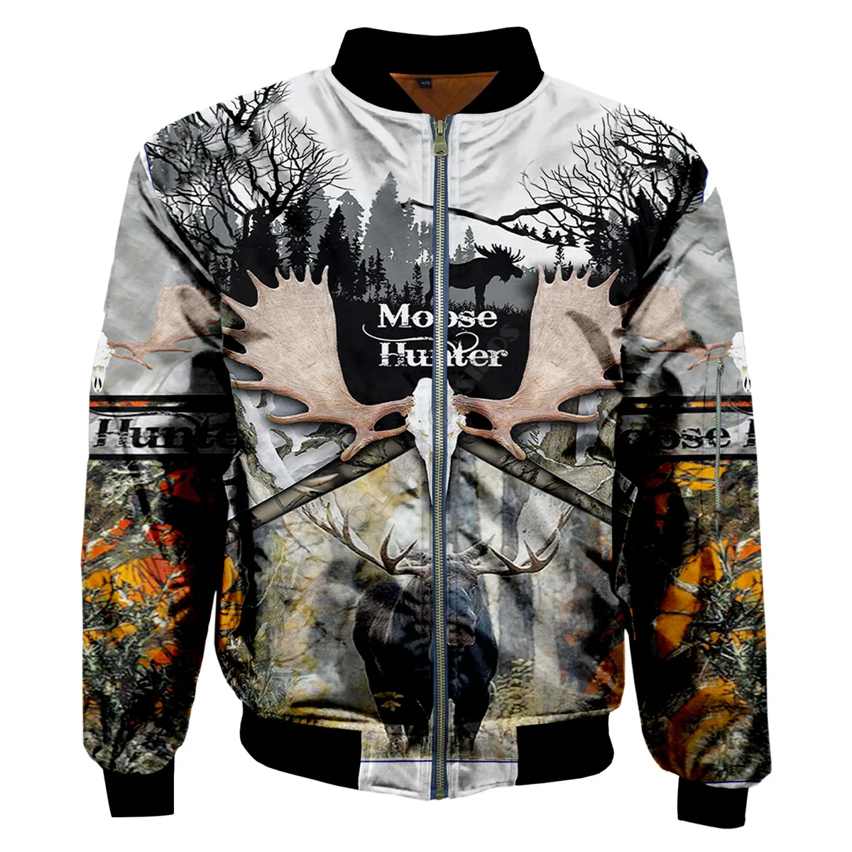 

Men For Women Winter Bomber Jackets Moose Hunter 3D Printed Autumn Zipper Galaxy Flight Jacket Casual Unisex Harajuku Coat