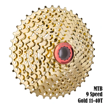 

ZTTO Gold Mountain Bike 9 Speed Cassette MTB 11-40t Wide Ratio 9s 40t Bicycle Freewheel Sprocket Bike Parts