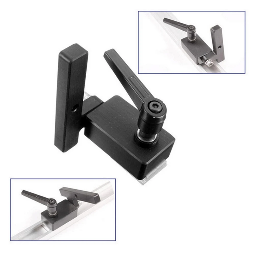 

DIY Tool Miter Track Stopper Woodworking Miter Track Stop For T-Slot T-Tracks Aluminum Alloy Chute Limit Flip Manual 90 Degrees