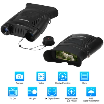 

Outdoor Night Vision Binoculars IP65 Water Resistant 2x Digital Zoom IR Night Vision Scope With Full Dark Distance Camera Video