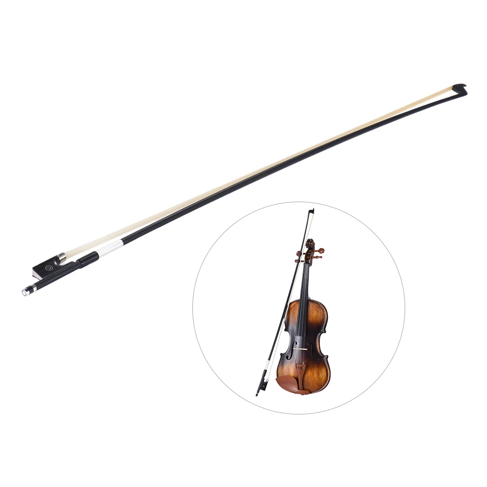 

Well Balanced Carbon Fiber 4/4 Violin Fiddle Bow Round Stick Exquisite Horsehair Ebony Frog