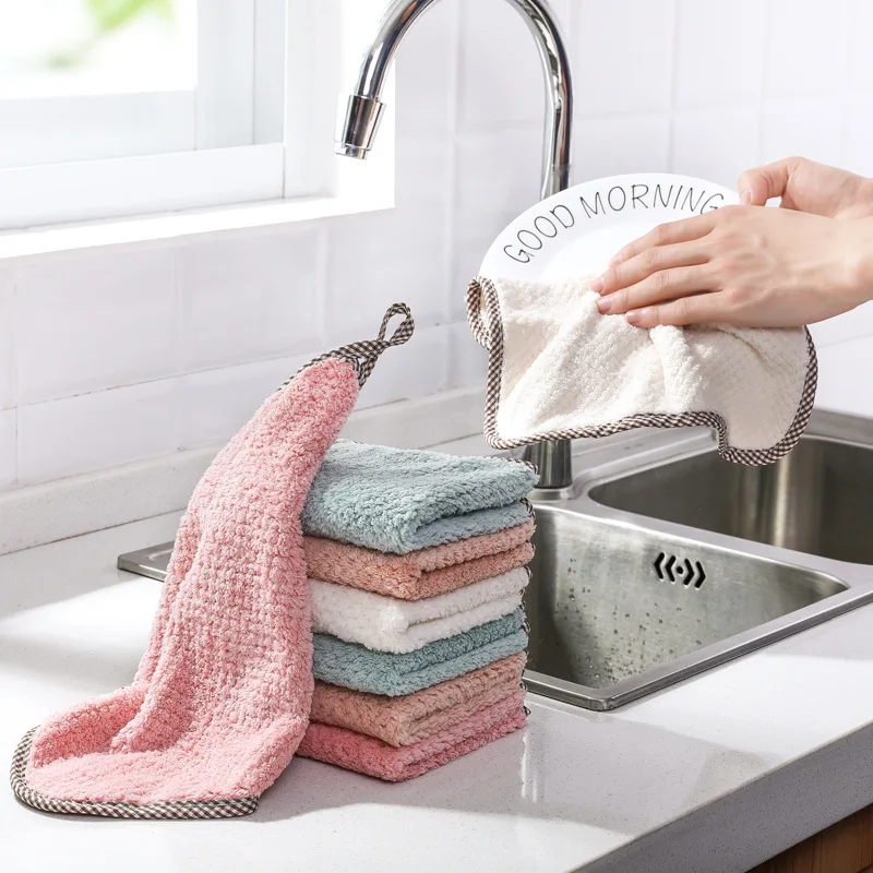 

2019 Absorbent Clean Cloth Cleaning Wiping Rag Dish Towel Home Kitchen Towel Sink Wipe Coral fleece Cleaning Towels