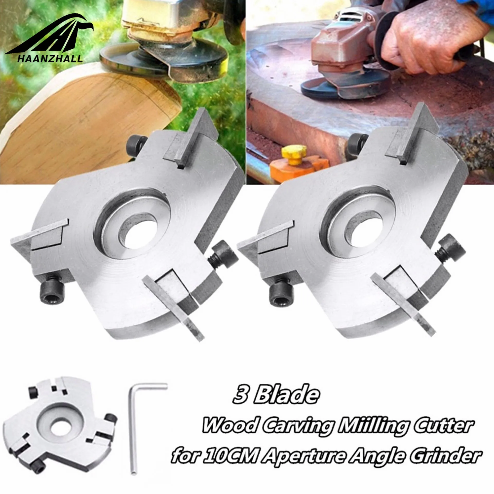

90mm Grinder Disc Milling Cutter Wood Carving Disc Woodworking Detachable Three Blade Root Milling Cutter Blade Grinding Tools