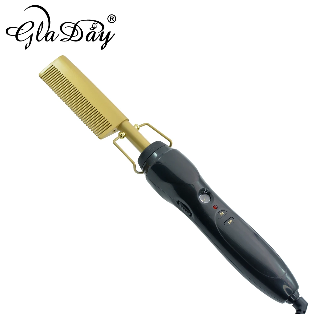 

2019 Newest Gold Hair Straightener comb Electric Fast Hair Straightening Brush Copper Hair Combs