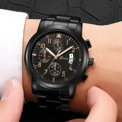 Мужские наручные часы из нержавеющей стали Кварцевые аналоговые Дата спортивные часы Подарки heren horloge relojes para hombre relogio masculino