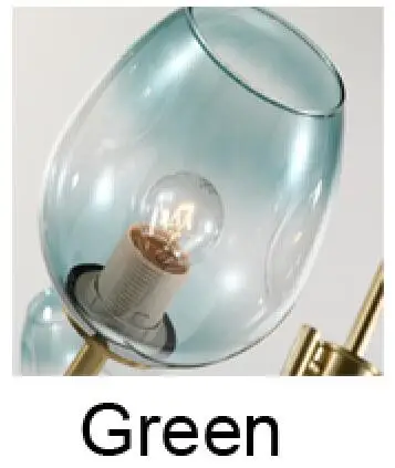 with green glass Европейский Американский пост современный медный канделябр светильник светодиодный подвесной светильник Глобус стекло стильный ветка дерева латунь светодиодный люстра лампа - Цвет абажура: with green glass