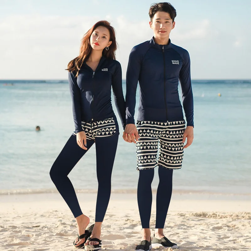 

19 New Style Korean-style Couples Bathing Suit Long Sleeve Trousers Sun-resistant Conservative Slimming Surfing Wetsuit Jellyfis