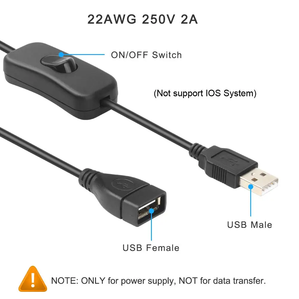 Onvian USB 2 0 Мужской и Женский кабель с переключателем вкл/выкл удлинитель для
