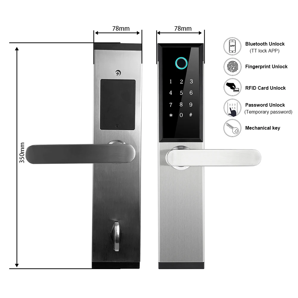 Умный биометрический дверной замок из нержавеющей стали с Bluetooth Wifi App для дома