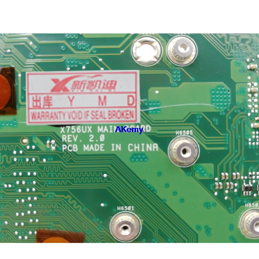 Akemy X756UX MAIN_BD./I7-6500U GTX950M-2GB Материнская плата Asus X756U X756UXM K756U X756UW X756UWK ноутбук материнская плата Тест проведен DDR4
