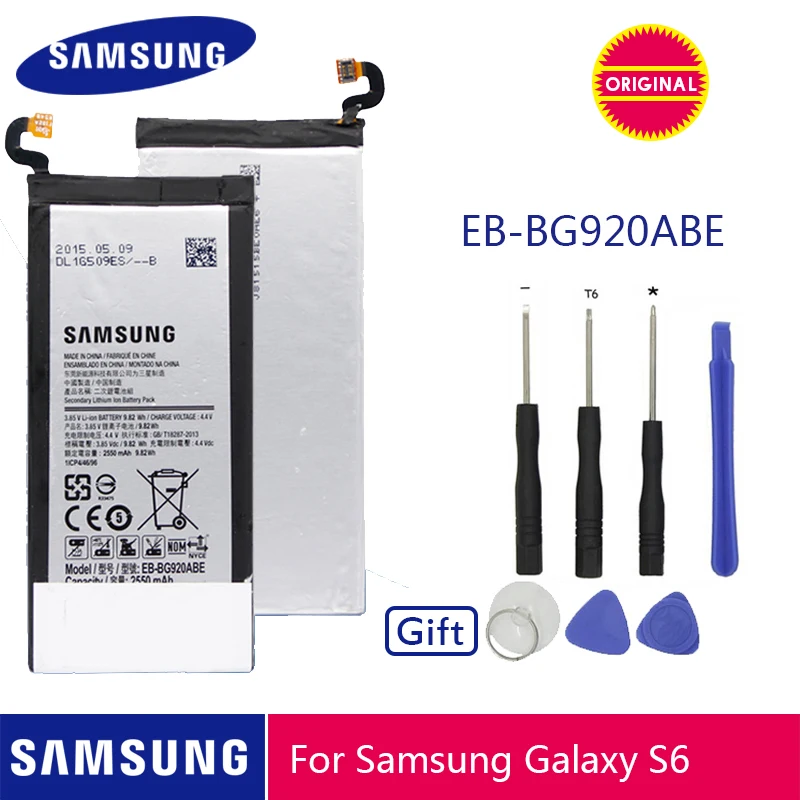 Samsung телефон Батарея EB-BG920ABE 2550 ма-ч для samsung Galaxy S6 SM-G920 G920F G920i G920A G920V G9200 G9208 G9209