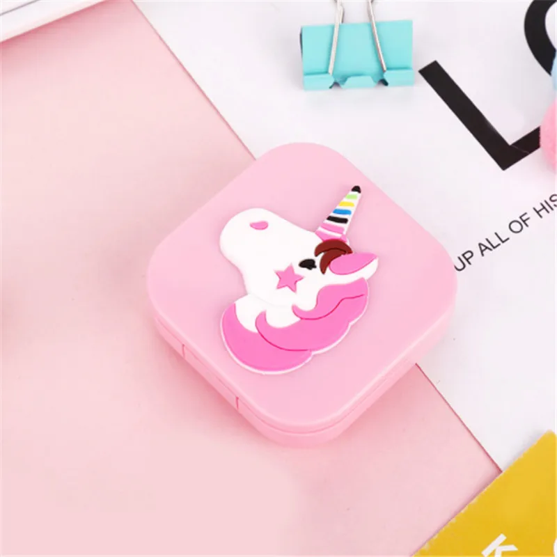 1 Pc Cute Cartoon Girl Heart Contact Lens Box St tudent Soft Younger Sister Glasses Box Beautiful Pupil Box Nursing - Цвет: 7