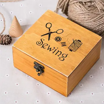

Wooden Sewing box Sewing Accessories Supplies Kit Workbox for Mending