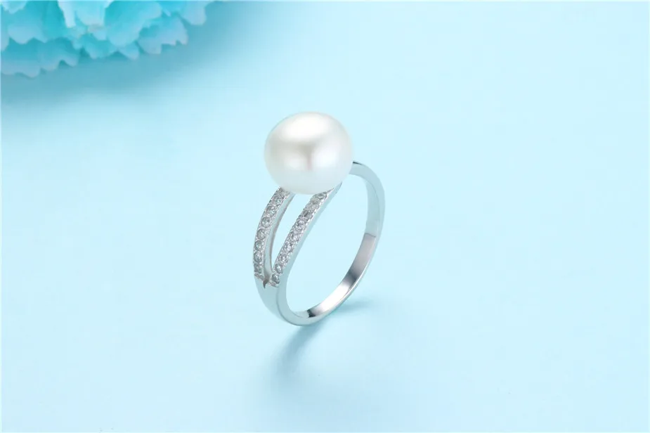 Dainashi Top Quality 925 Sterling Silver Zircon Crystal Ring Fine Jewelry Genuine Freshwater Cultured Pearl Ring Party Gift