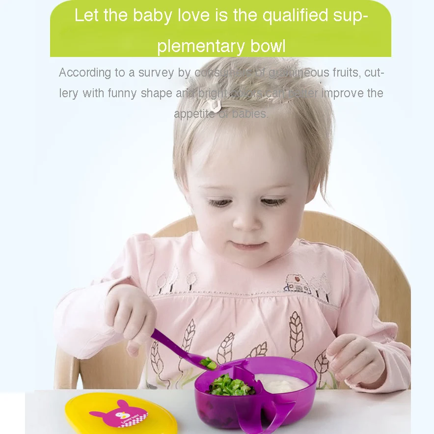

TEYAA baby bowl baby portable food supplement bowl complementary food bowl spoon set environmentally friendly portabl
