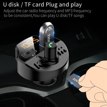 

Car Fm Transmitter Bluetooth 5.0 Car Mp3 Player Modulator Adapter Battery Voltage TF Card Hands-free Dual USB Smart Chip