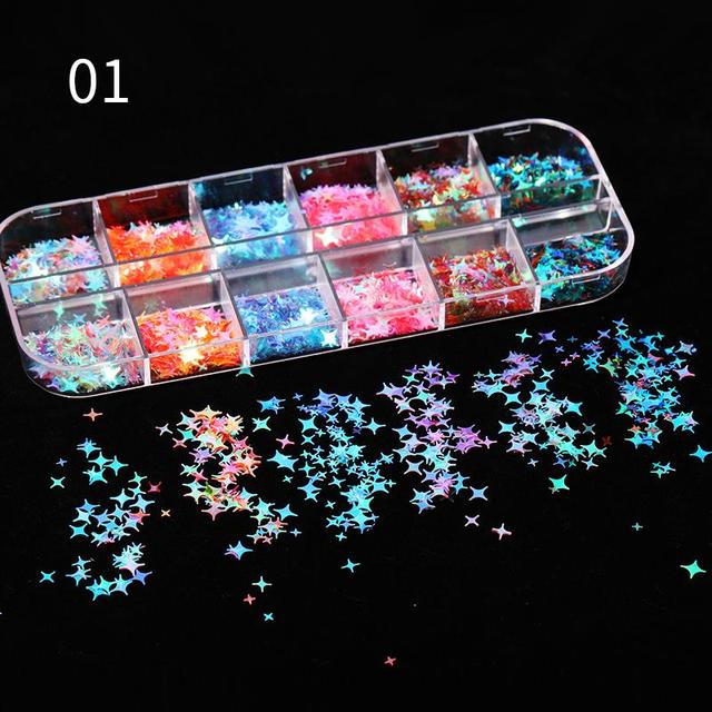 Grid/Set  Nail Art 3D Flakes iridescent Nail Sequins Sparkly 3D Thin Butterfly Flakes Polish Decor For Nail Art Accessories