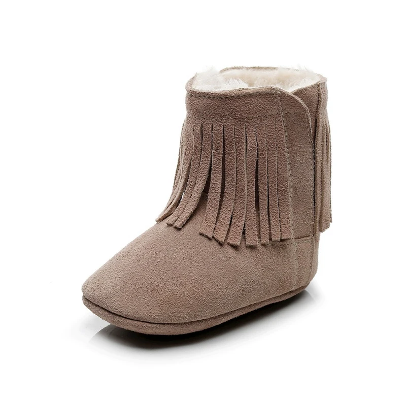 New Cotton Cute Baby Snow Boots Winter Baby Cotton Tassel Design Booties Cute Non-slip Soft Sole Shoes