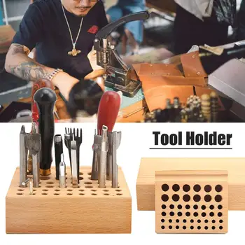 

Leather Craft Tool Rack 46 Holes Leather Craft Tool Wood Rack Wooden Punch Tool Stand Holder Organizer