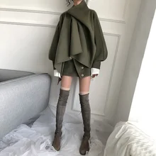 Зимнее Новое двустороннее кашемировое негабаритное шерстяное пальто-накидка ручной работы