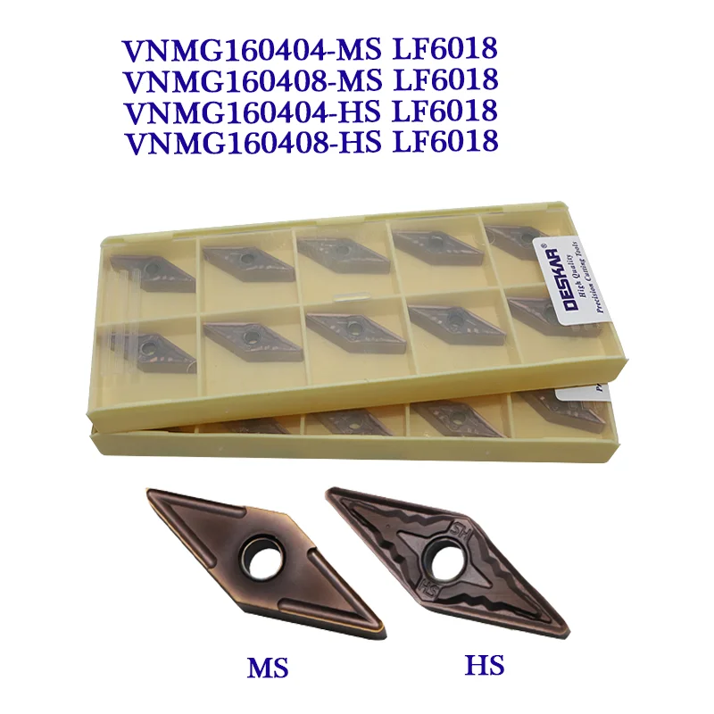 

10PCS VNMG160404 VNMG160408 MS HS LF6018 100% original DESKAR Carbide Insert Cutter CNC Lathe Turning Tool For Stainless Steel