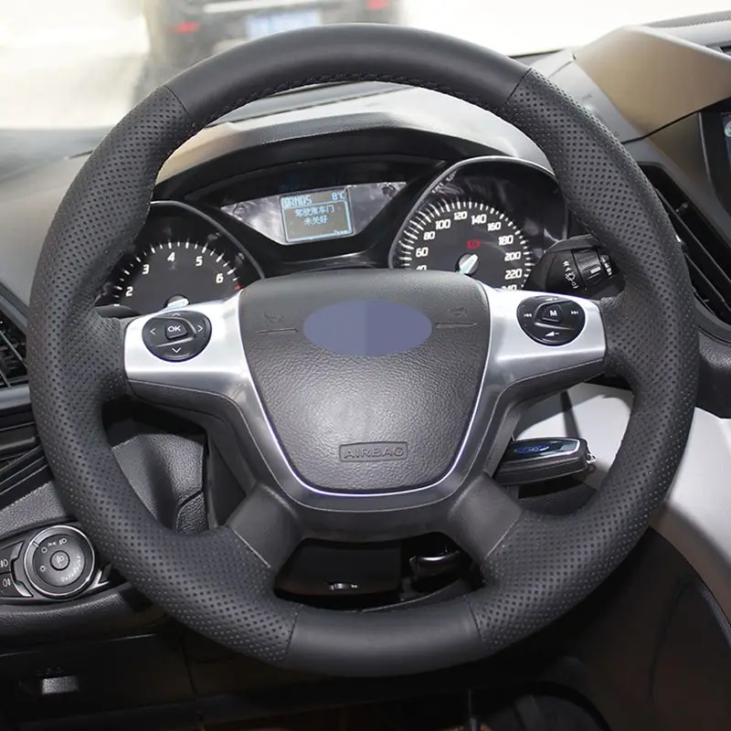 Чехол на руль сшитый вручную для Ford KUGA Escape 2013 2016 Focus 3 2012 2014|Чехлы руль| |