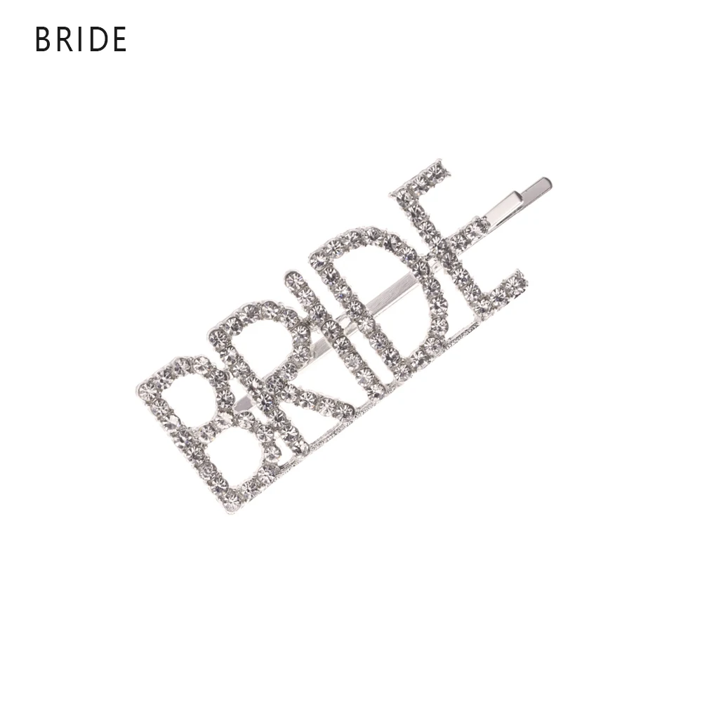 BRIDE 1 шт., заколки с серебряными кристаллами, блестящие стразы, заколки для волос с буквами, элегантные женские заколки для волос, аксессуары для укладки волос - Цвет: BRIDE