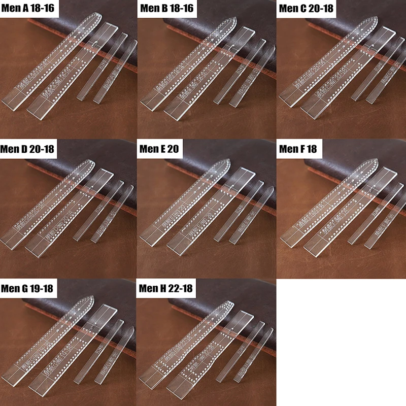Leather Craft Template DIY Handmade Leather Wrist Watch Strap Acrylic Template Sewing Drawing Watchband Transparent Design Pattern Leather Stencil Tool