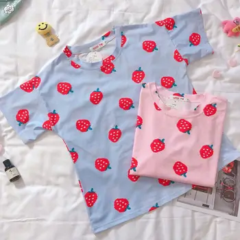 

Sweet Short Sleeve Cloth Bag Pajamas Women Tracksuit Three-piece Set Collection