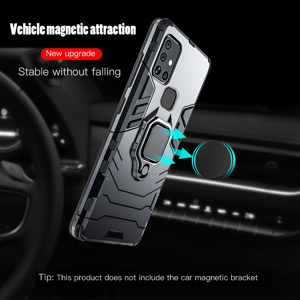 KEYSION Shockproof Armor Case for Samsung Galaxy A21S Ring