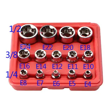 

Tool Drivers + Box Red+Silver 14pcs Set 1/4'' 3/8'' 1/2'' Chrome Socket Kit