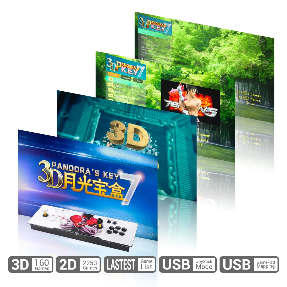 3D 2D Pandora's Box ключ 7 Ретро 2413 мульти игры аркадная машина игровая консоль 2P до 4 игрока Поддержка добавления игр, USB геймпад