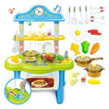 

1Set Simulation Kitchen Toys Multi-function Music Lights Recycled Water Pretend Cooking Toy for Children without Battery (Blue)