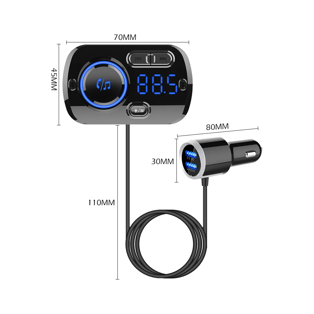 Двойной USB Charge3.0 автомобильное зарядное устройство fm-передатчик Bluetooth беспроводной радио адаптер AUX MP3-плеер Hands-free телефонное зарядное устройство