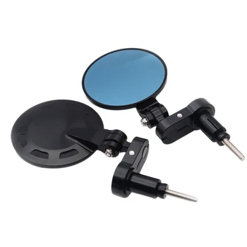 

2Pcs Cnc Coffee Round Motorcycle Rod Rear View Mirror Folding Handle Side Mirror Black