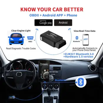 

ELM327 Bluetooth V2.1 For Android Torque OBD 2 Interface OBDII MINI OBD2 Scanner ELM Support reader Protocols code 327 Supe K1P3