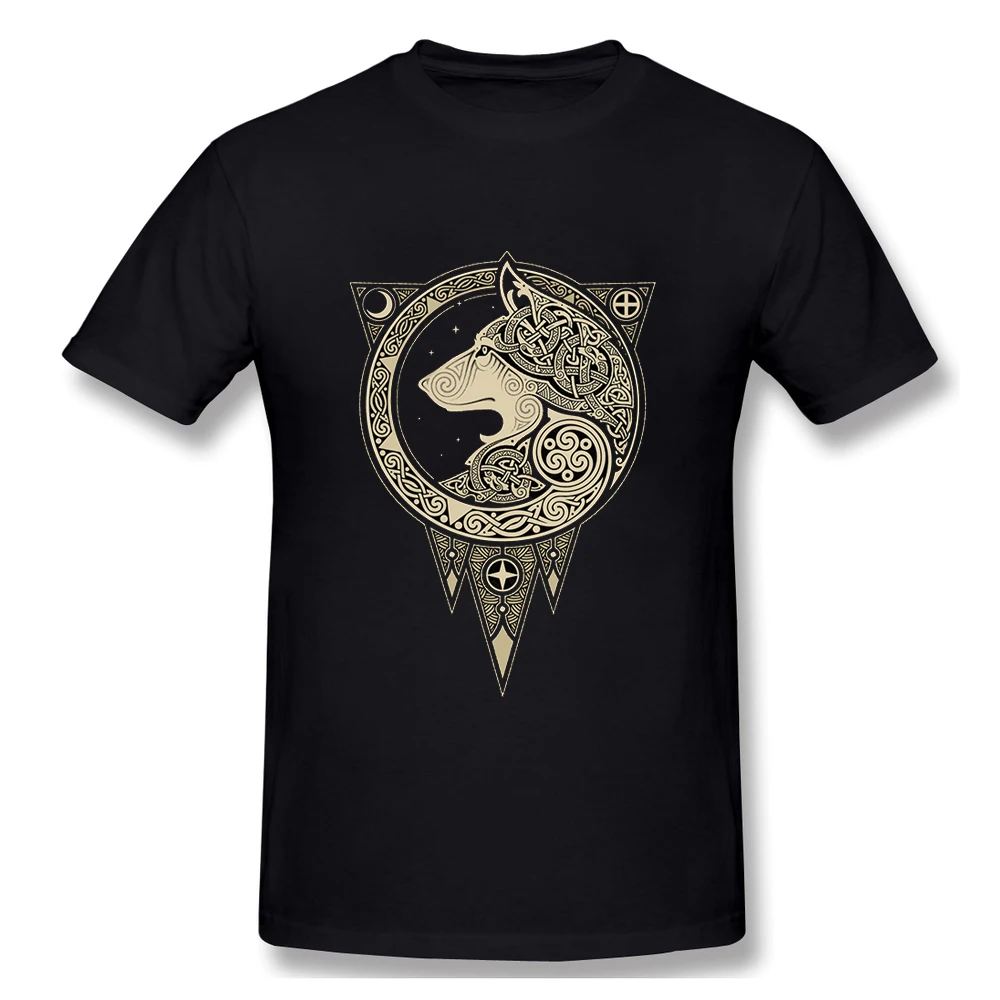 

CLOOCL 100% Black Cotton T-Shirt Fashion Viking Symbol Viking Pattern Logo 3D Print Wolf Harajuku Casual T-Shirt Hip Hop Tees