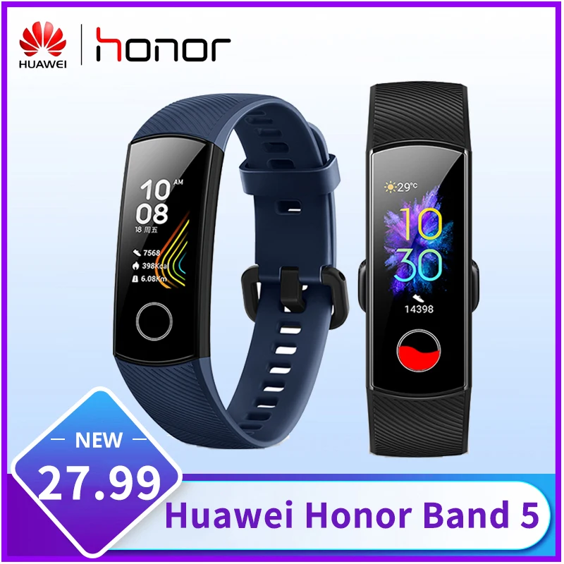 Умный Браслет huawei Honor Band 5, оксиметр, сенсорный экран, AMOLED, волшебный цвет, пульсометр, Обнаружение сна, сон, плавательный браслет